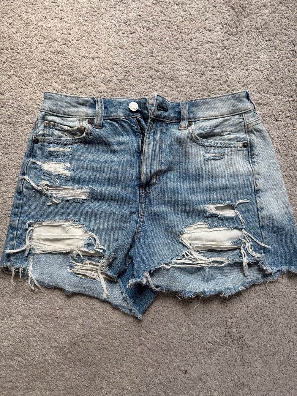 American Eagle Outfitters Light Wash Distressed Denim Cutoff Shorts
